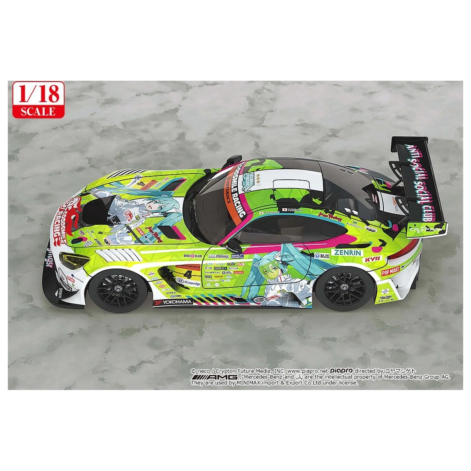 Hatsune Miku GT Project Fahrzeug 1/18 Good Smile Hatsune Miku AMG 2022 Season Opening Ver. 26 cm Produktfoto
