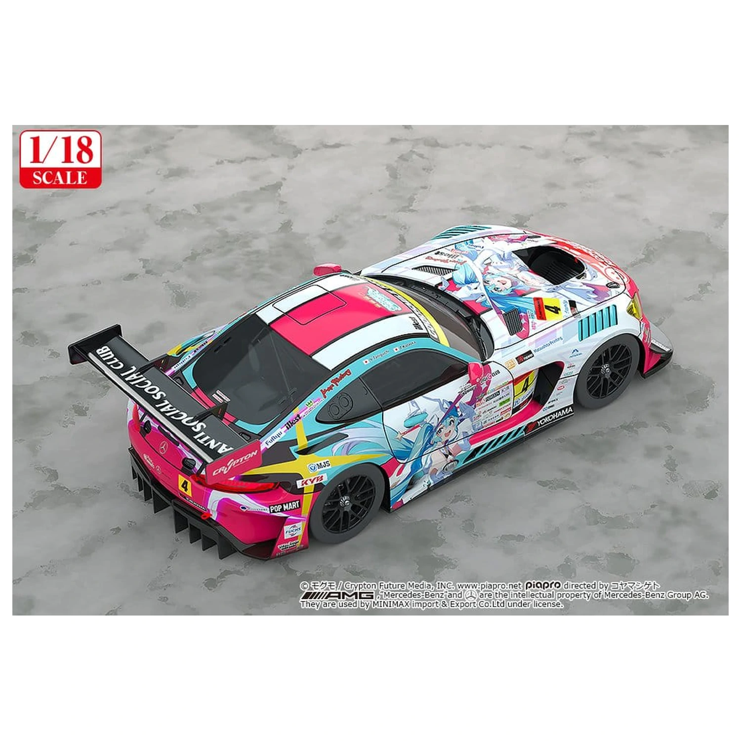 Hatsune Miku GT Project Fahrzeug 1/18 Good Smile Hatsune Miku AMG 2024 Season Opening Ver. 26 cm Produktfoto
