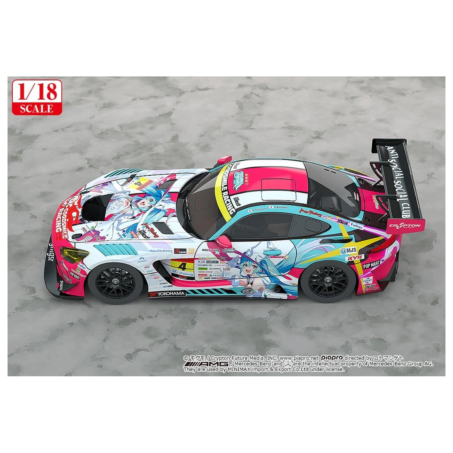 Hatsune Miku GT Project Fahrzeug 1/18 Good Smile Hatsune Miku AMG 2024 Season Opening Ver. 26 cm Produktfoto