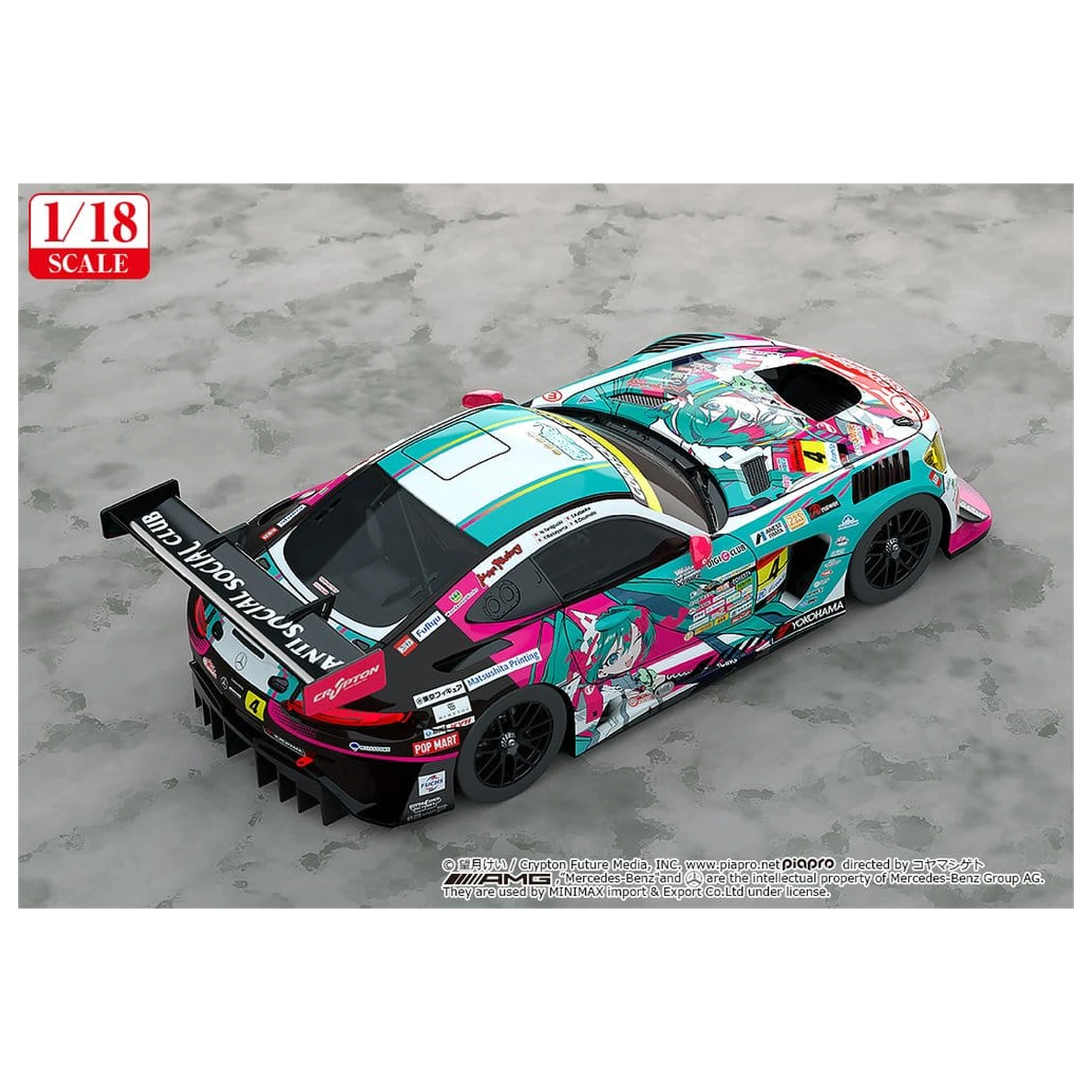 Hatsune Miku GT Project Fahrzeug 1/18 Good Smile Hatsune Miku AMG 2025 Season Opening Ver. 26 cm Produktfoto