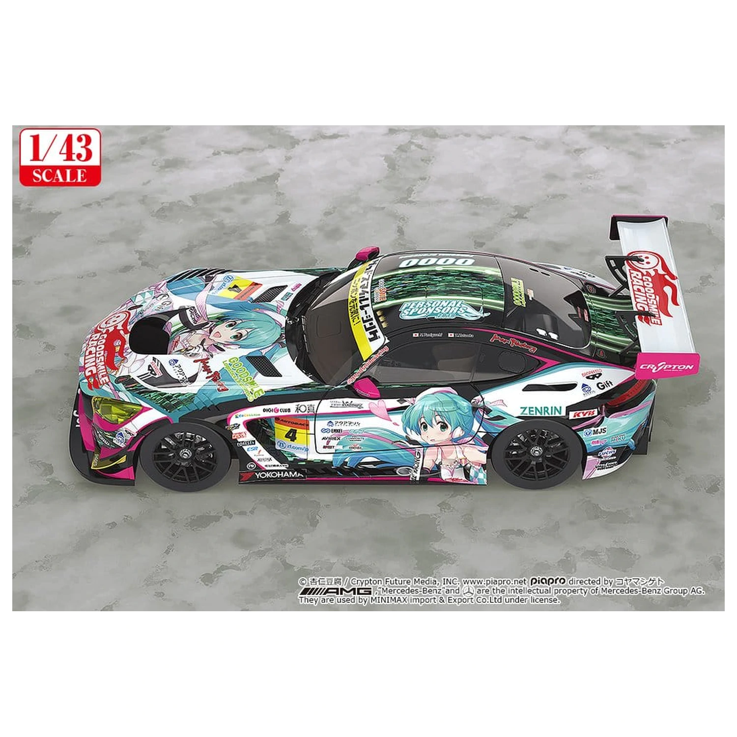 Hatsune Miku GT Project Fahrzeug 1/43 Good Smile Hatsune Miku AMG 2019 Ver. 11 cm Produktfoto