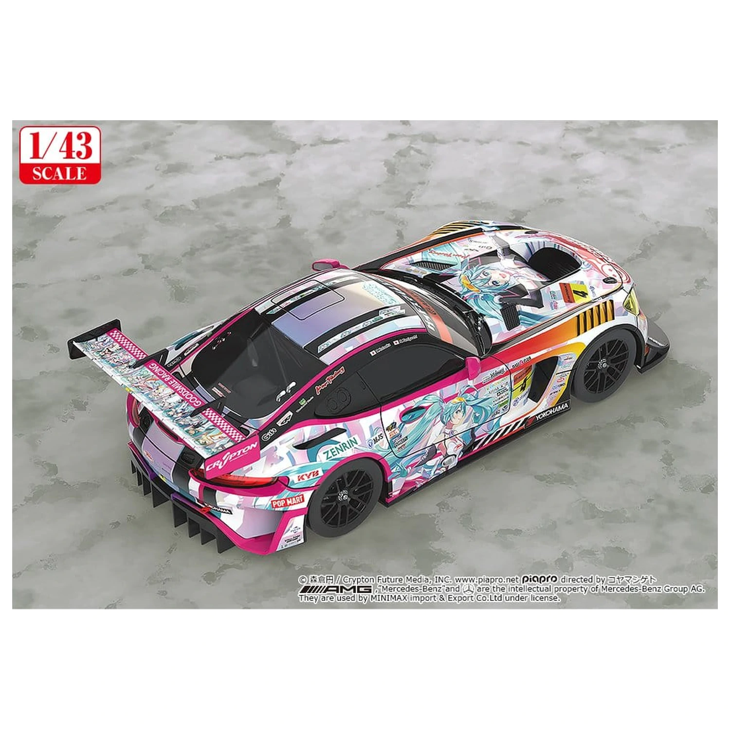 Hatsune Miku GT Project Fahrzeug 1/43 Good Smile Hatsune Miku AMG 2021 SUPER GT 100. Rennen Commemorative Ver. 11 cm Produktfoto