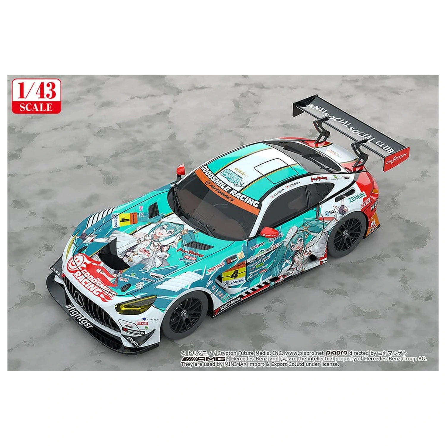 Hatsune Miku GT Project Fahrzeug 1/43 Good Smile Hatsune Miku AMG 2023 Season Opening Ver. 11 cm Produktfoto