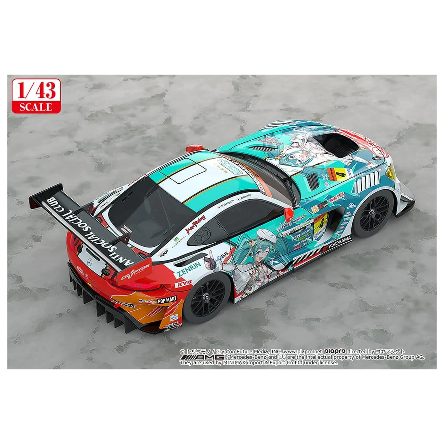 Hatsune Miku GT Project Fahrzeug 1/43 Good Smile Hatsune Miku AMG 2023 Season Opening Ver. 11 cm Produktfoto