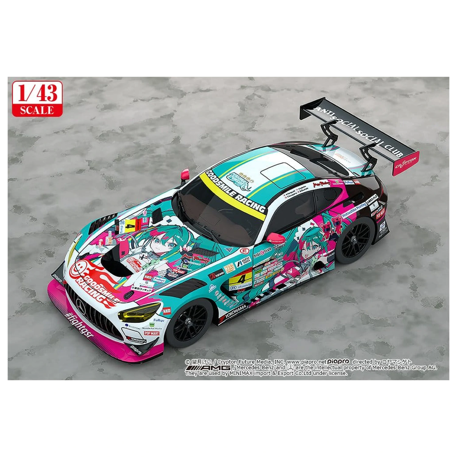 Hatsune Miku GT Project Fahrzeug 1/43 Good Smile Hatsune Miku AMG 2025 Season Opening Ver. 11 cm Produktfoto