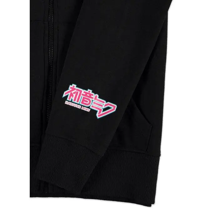 Hatsune Miku Kapuzenpullover mit Reißverschluss schwarz Produktfoto