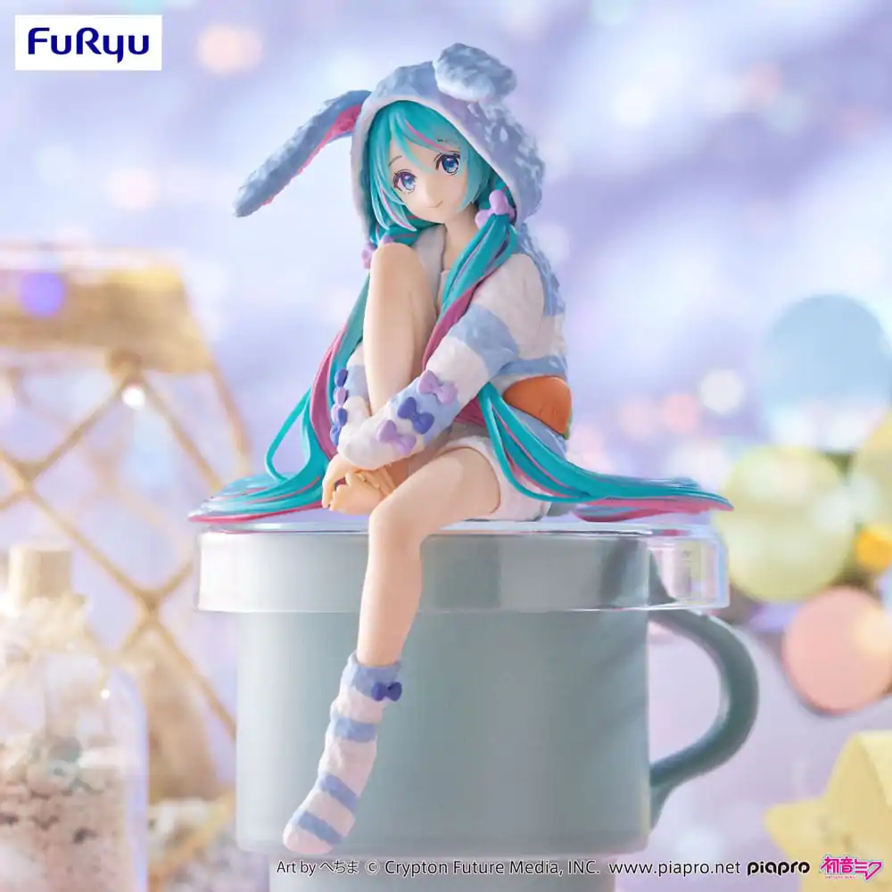 Hatsune Miku Noodle Stopper PVC-Statue Hatsune Miku Rabbit Ear Hood Pajama Blue Color Ver. 14 cm Produktfoto