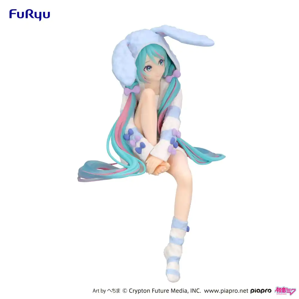 Hatsune Miku Noodle Stopper PVC-Statue Hatsune Miku Rabbit Ear Hood Pajama Blue Color Ver. 14 cm Produktfoto