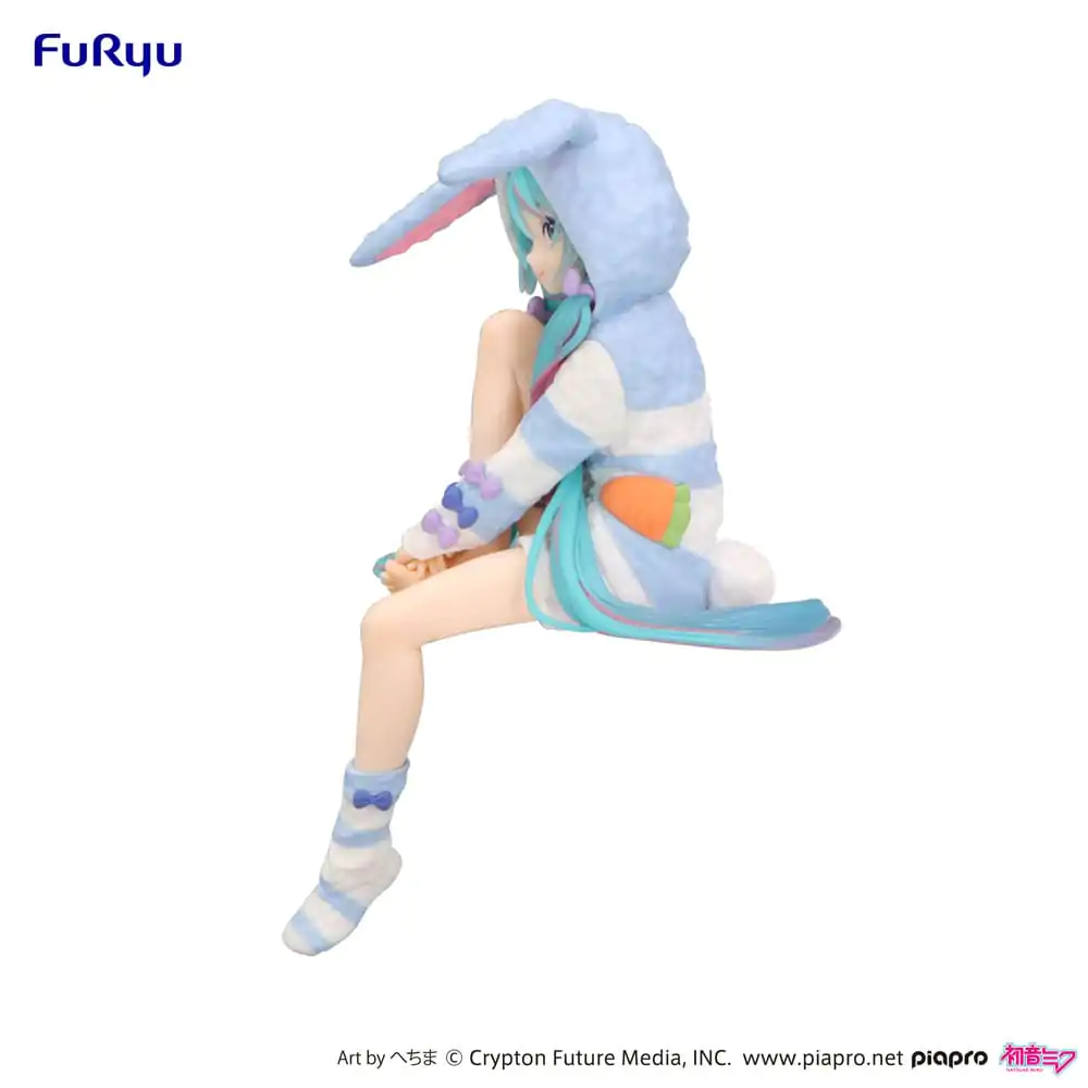 Hatsune Miku Noodle Stopper PVC-Statue Hatsune Miku Rabbit Ear Hood Pajama Blue Color Ver. 14 cm Produktfoto