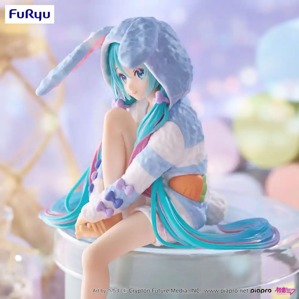 Hatsune Miku Noodle Stopper PVC-Statue Hatsune Miku Rabbit Ear Hood Pajama Blue Color Ver. 14 cm Produktfoto