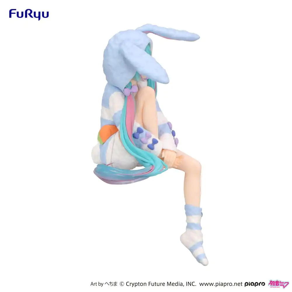 Hatsune Miku Noodle Stopper PVC-Statue Hatsune Miku Rabbit Ear Hood Pajama Blue Color Ver. 14 cm Produktfoto