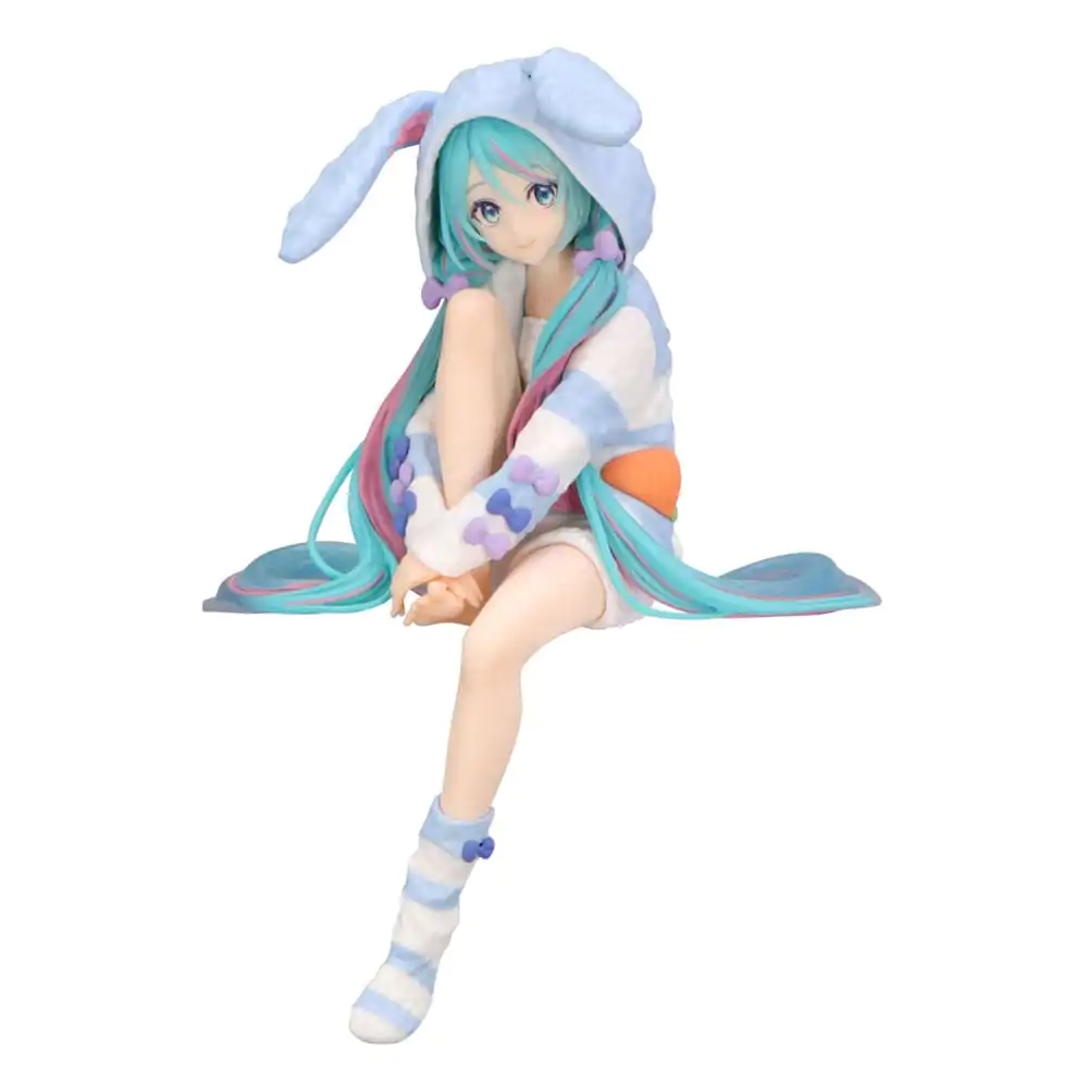 Hatsune Miku Noodle Stopper PVC-Statue Hatsune Miku Rabbit Ear Hood Pajama Blue Color Ver. 14 cm Produktfoto