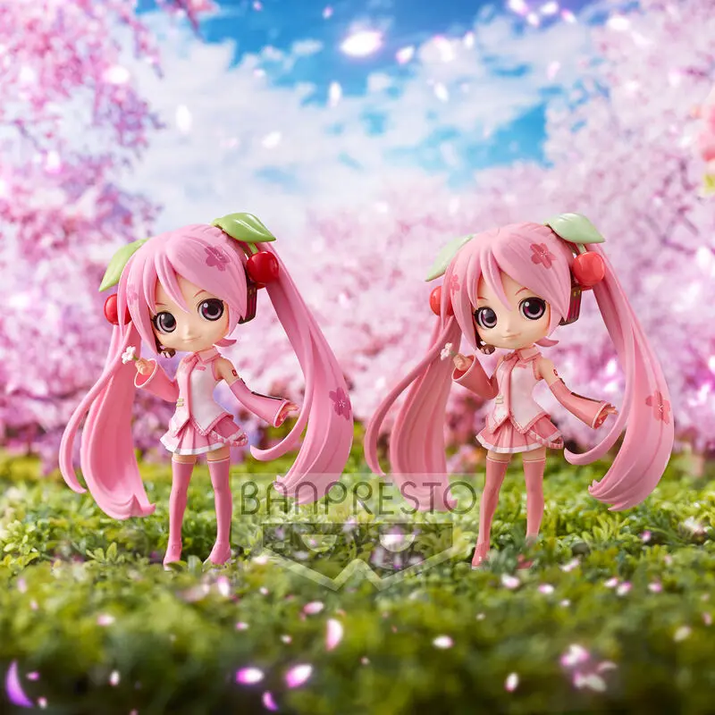 Mützesune Miku Q Posket Mini Figur Sakura Miku Ver. A 14 cm Produktfoto