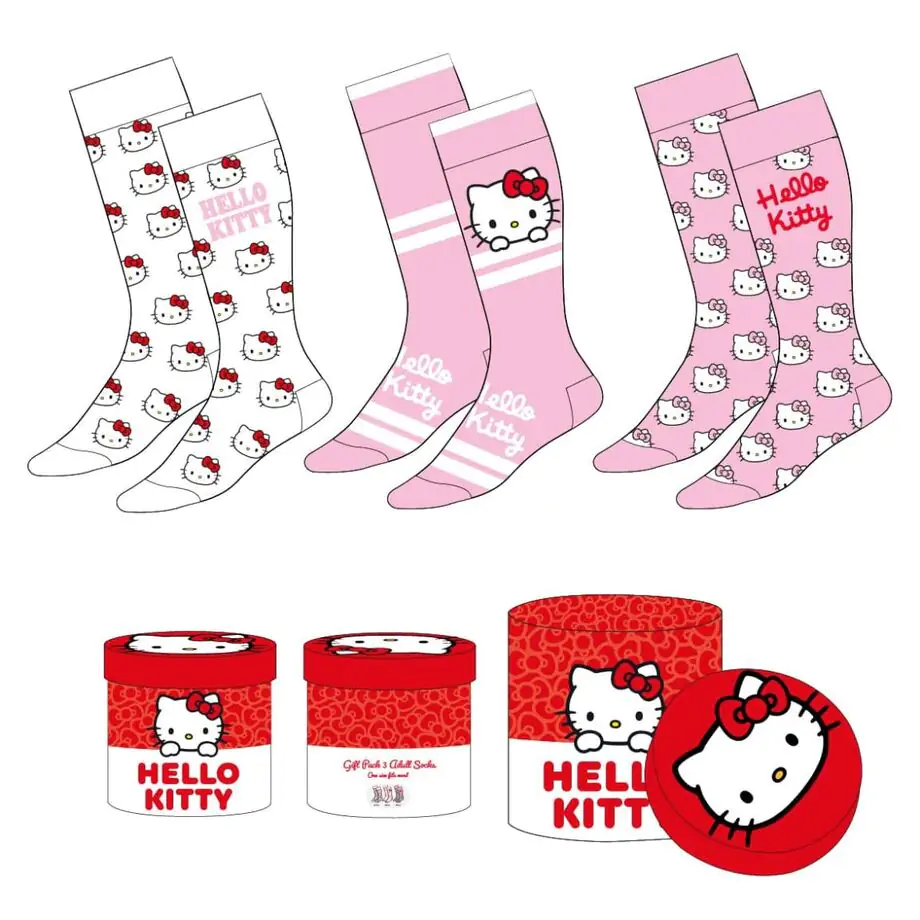 Hello Kitty 3er Pack erwachsen Socken Produktfoto