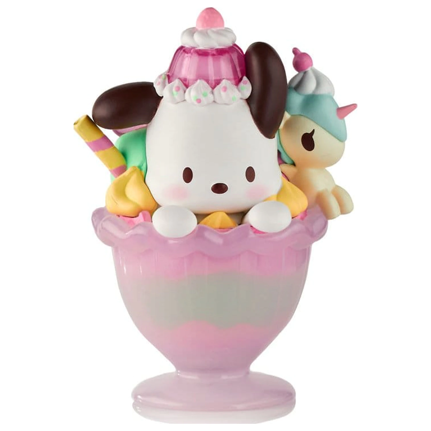 Hello Kitty & Friends Fensterbox Figur Fast Food Pochacco Pink Unicorn Sundae 9 cm Produktfoto