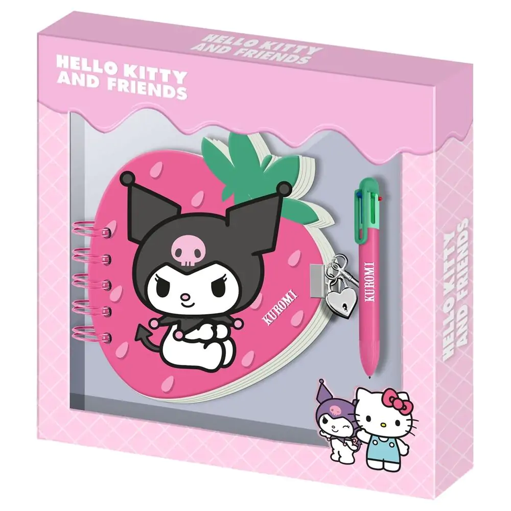 Hello Kitty and Friends Kuromi Erdbeer-Tagebuch und Stift Produktfoto