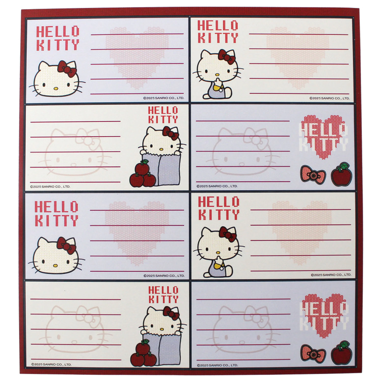 Hello Kitty Apple Notebook-Etiketten 16 Stück Produktfoto