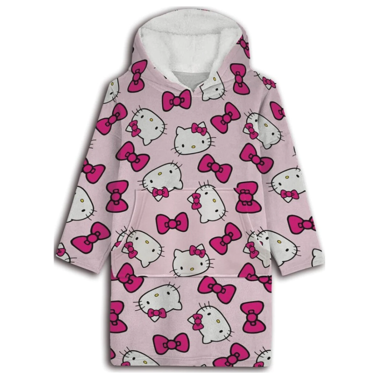Hello Kitty Bow Erwachsene tragbare Plüsch Fleece-Decke Poncho Produktfoto