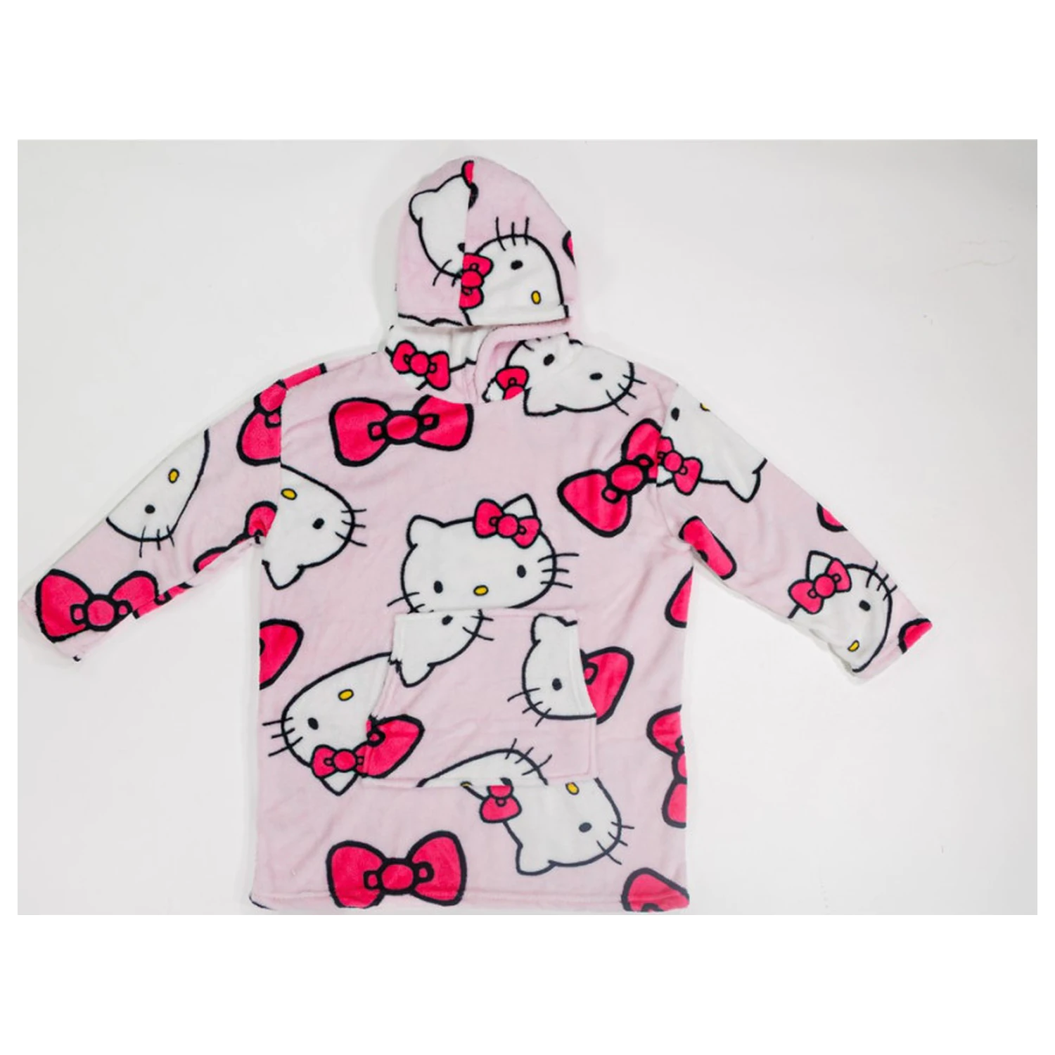 Hello Kitty Bow Erwachsene tragbare Plüsch Fleece-Decke Poncho Produktfoto