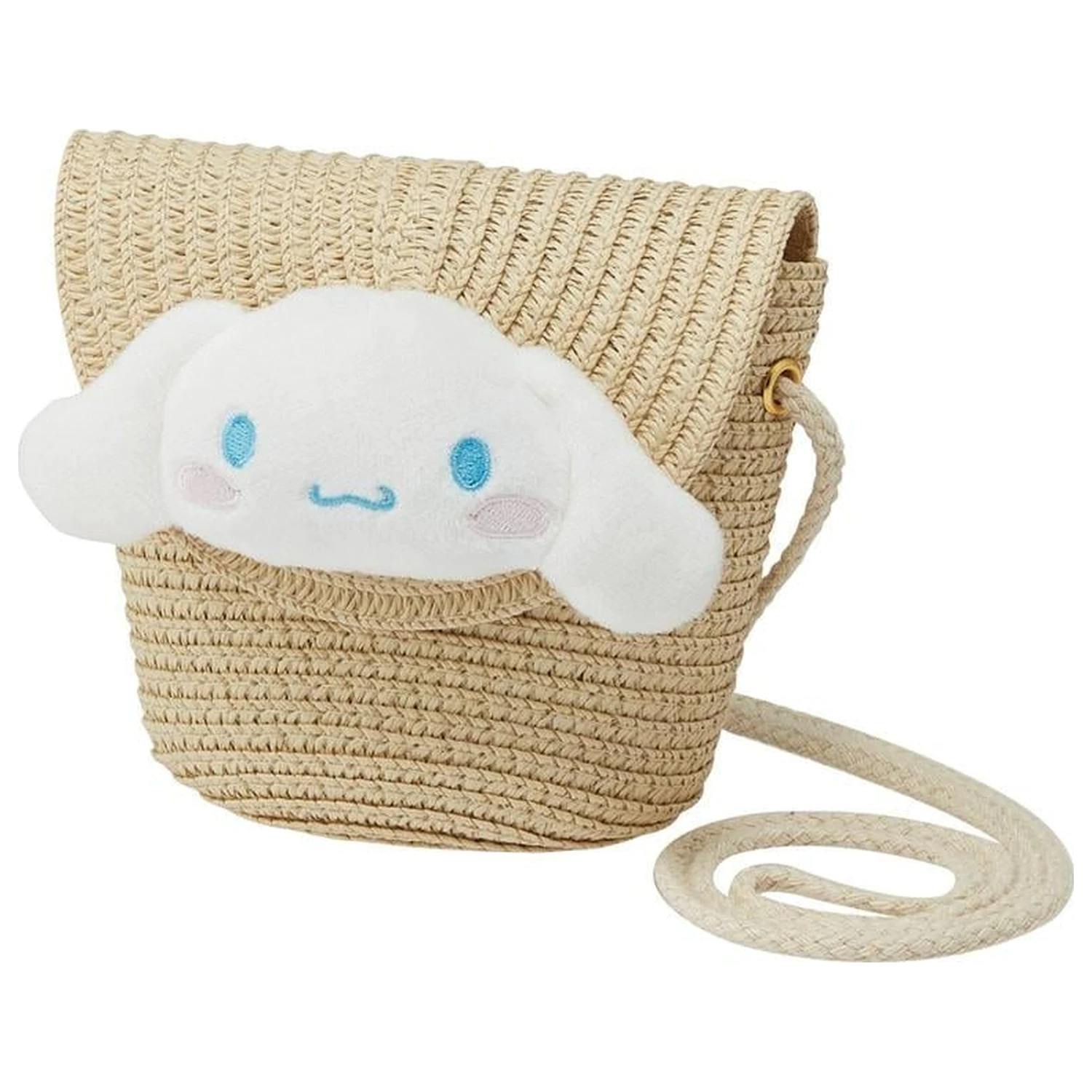 Hello Kitty Cinnamoroll Stroh Umhängetasche mit Trinkhalm 13.8x13cm Produktfoto
