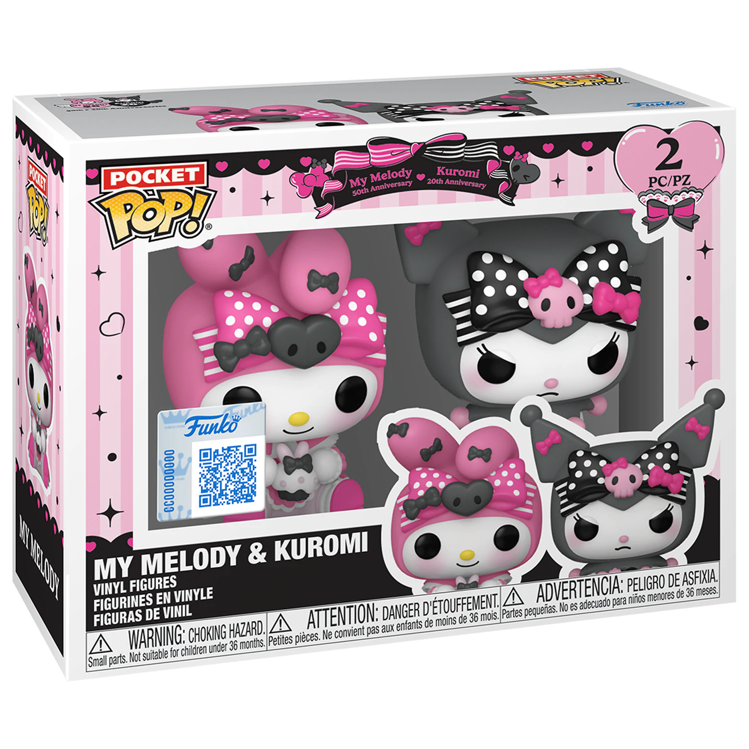 Hello Kitty Funko Pocket POP! Vinyl Figuren 2er-Pack My Melody & Kuromi 4 cm Produktfoto