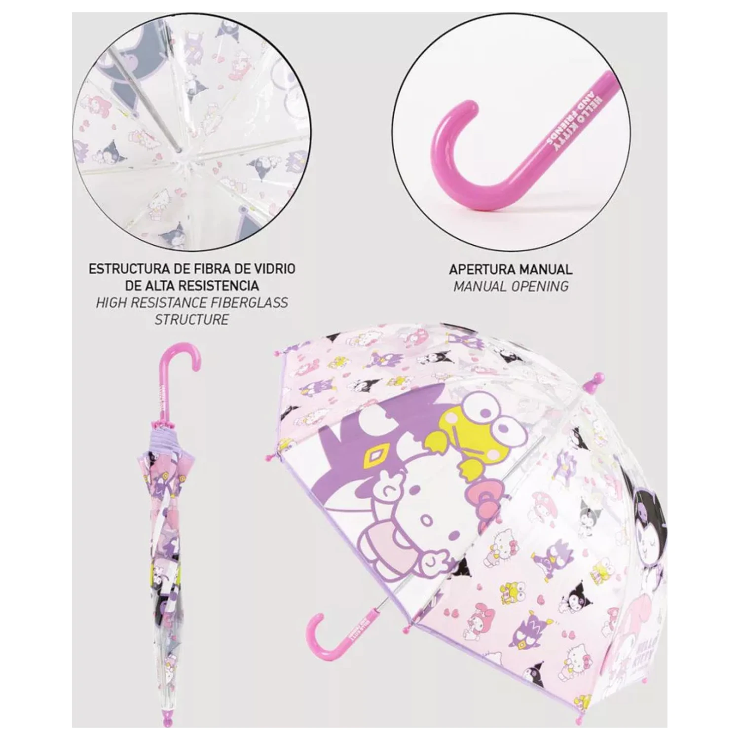 Hello Kitty Happy Friends Kinder Transparenter Regenschirm Produktfoto