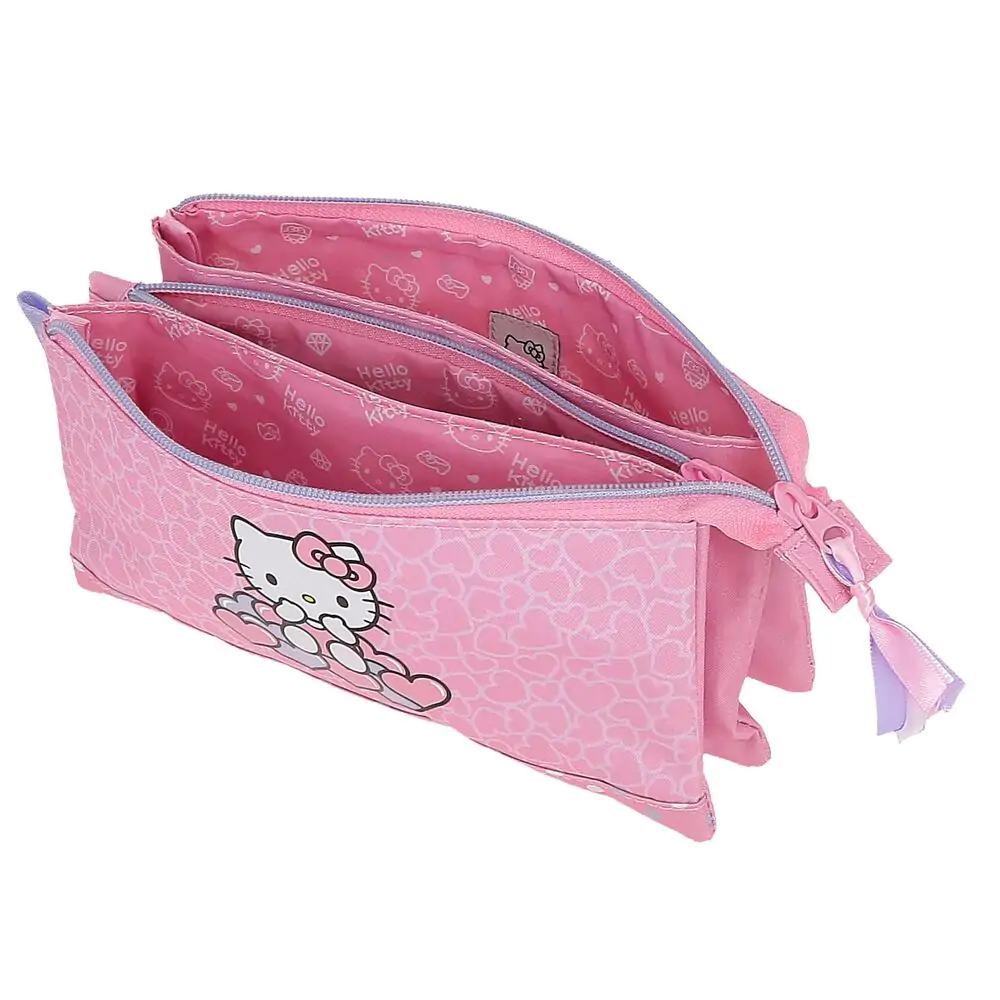 Hello Kitty Hearts &amp; Dots dreifaches Federmäppchen Produktfoto
