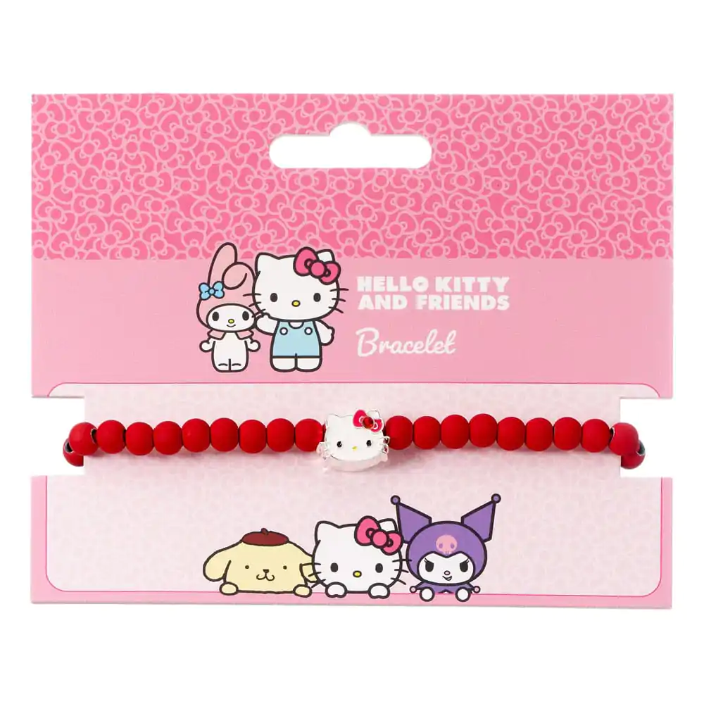 Hello Kitty Armband rote Perlen mit Hello Kitty Charm 21 cm Produktfoto