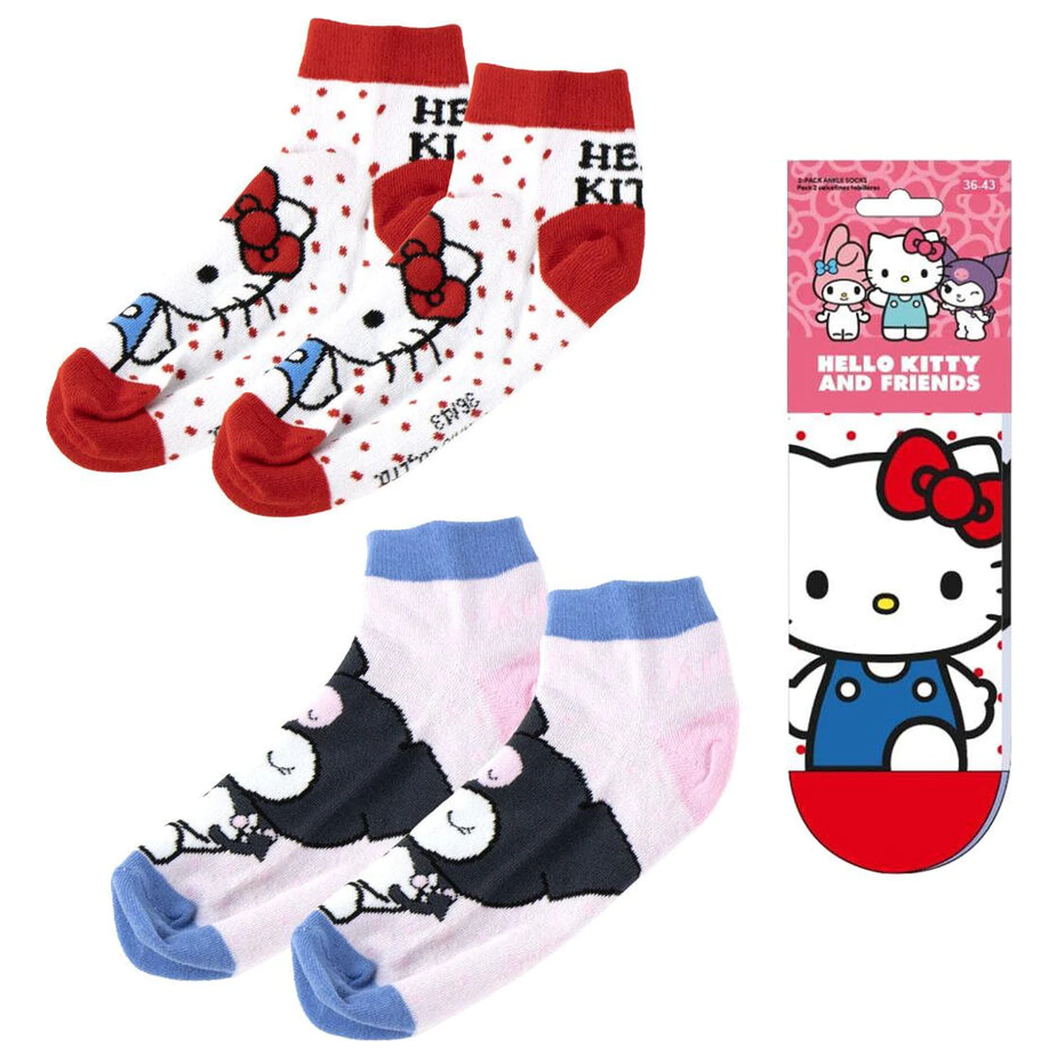 Hello Kitty Kuromi Erwachsenen-Set 2 Paar Socken Produktfoto