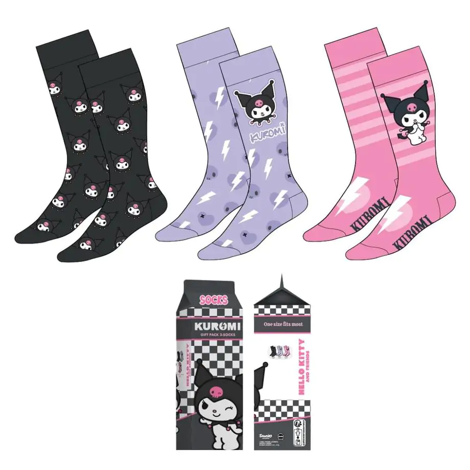 Hello Kitty Kuromi 3er Pack erwachsen Socken Produktfoto