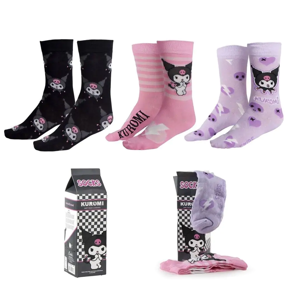 Hello Kitty Kuromi 3er Pack erwachsen Socken Produktfoto