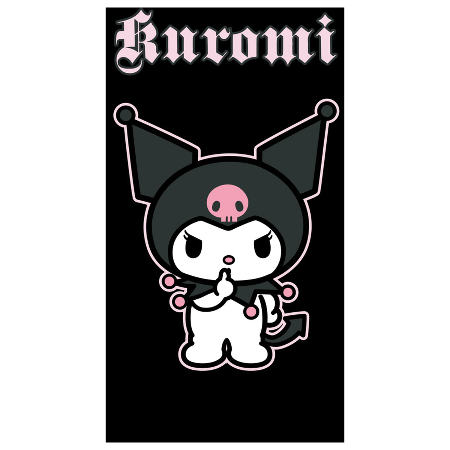 Hello Kitty Kuromi Schwarz Handtuch 70x140cm Produktfoto