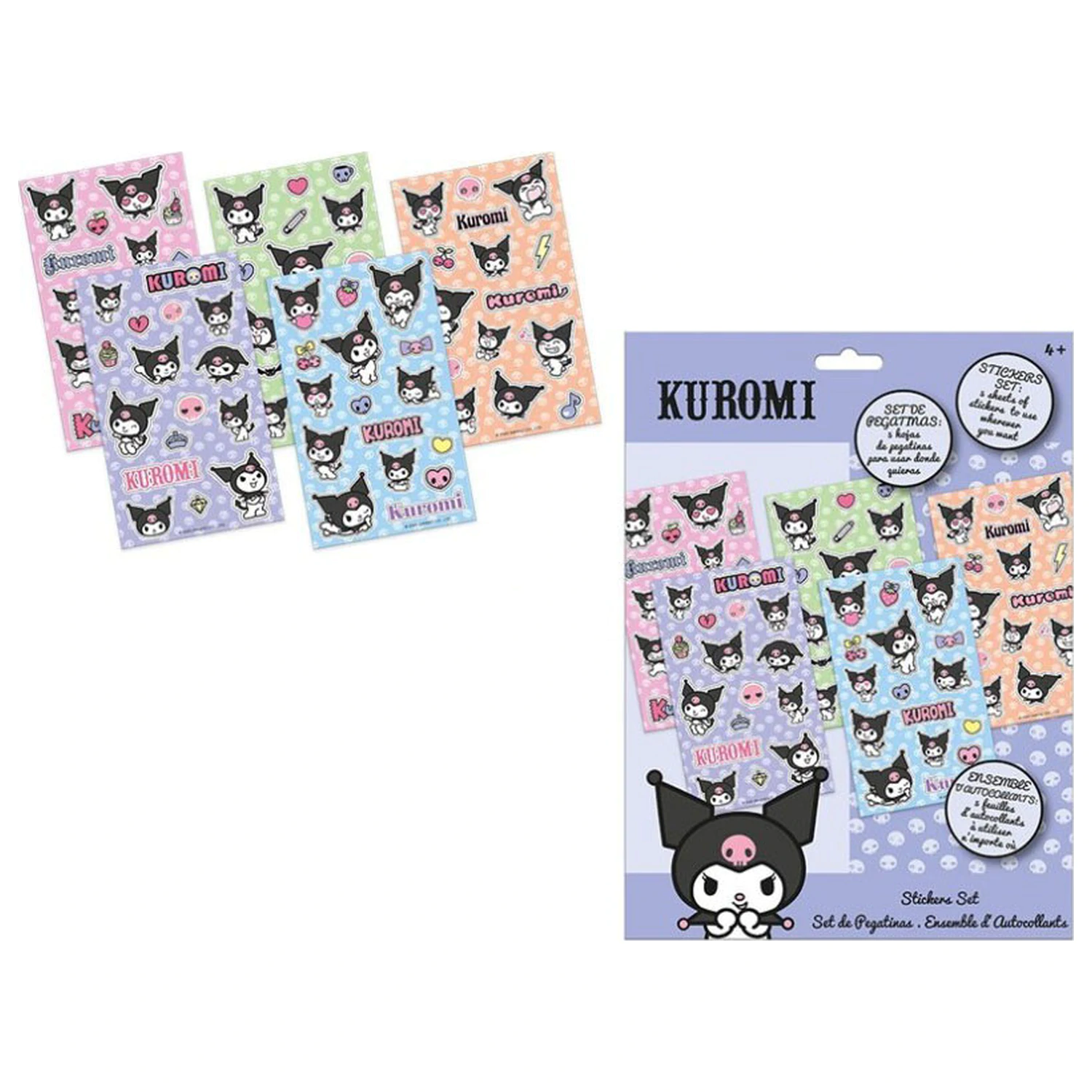 Hello Kitty und Kuromi Sticker Set, 5 Blatt Produktfoto
