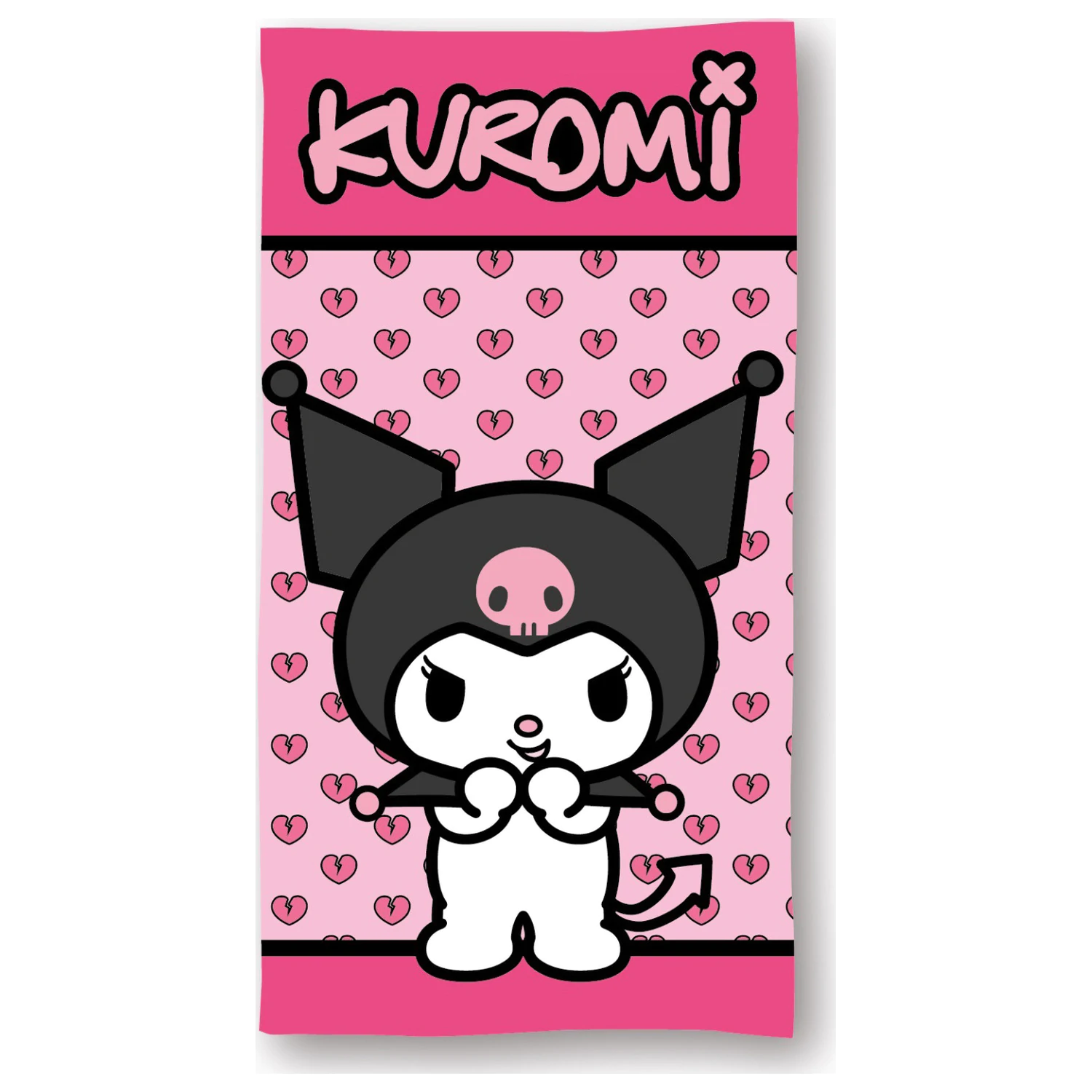 Hello Kitty Kuromi Pink Badetuch, Strandtuch Produktfoto