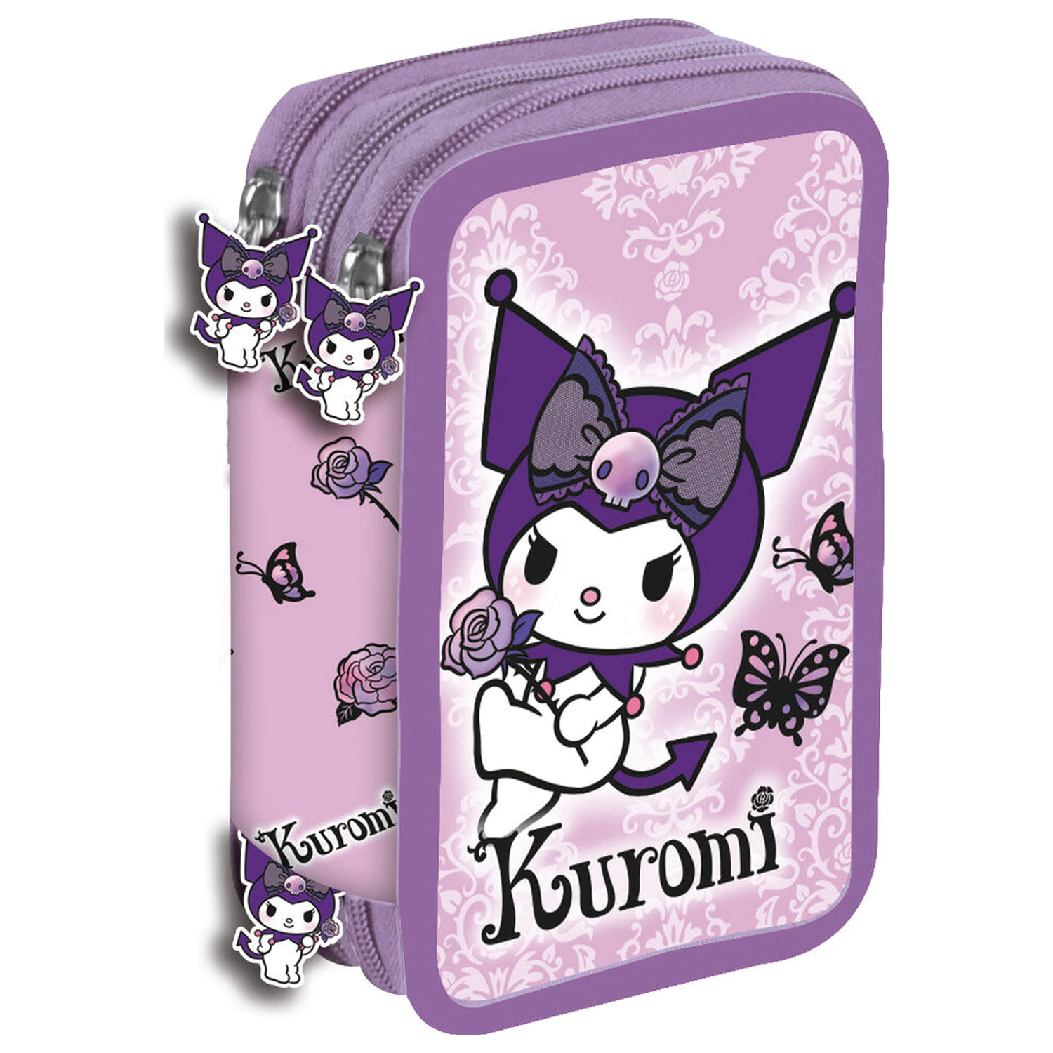 Hello Kitty Kuromi Lila dreifaches Federmäppchen Produktfoto