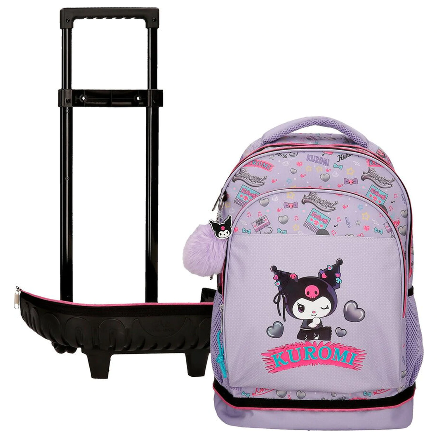 Hello Kitty Kuromi Retropop ausziehbarer Kompakt Trolley 43cm Produktfoto