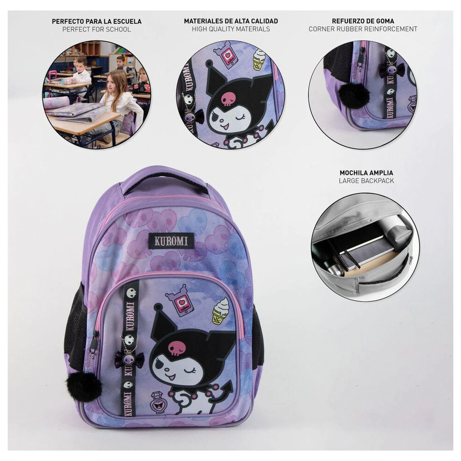 Hello Kitty Kuromi anpassbarer Rucksack 42cm Produktfoto