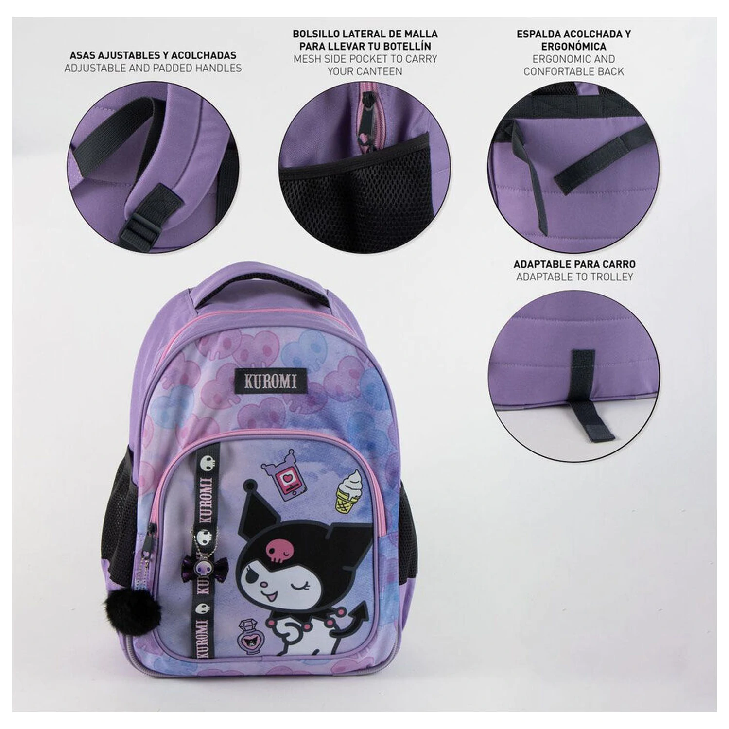 Hello Kitty Kuromi anpassbarer Rucksack 42cm Produktfoto