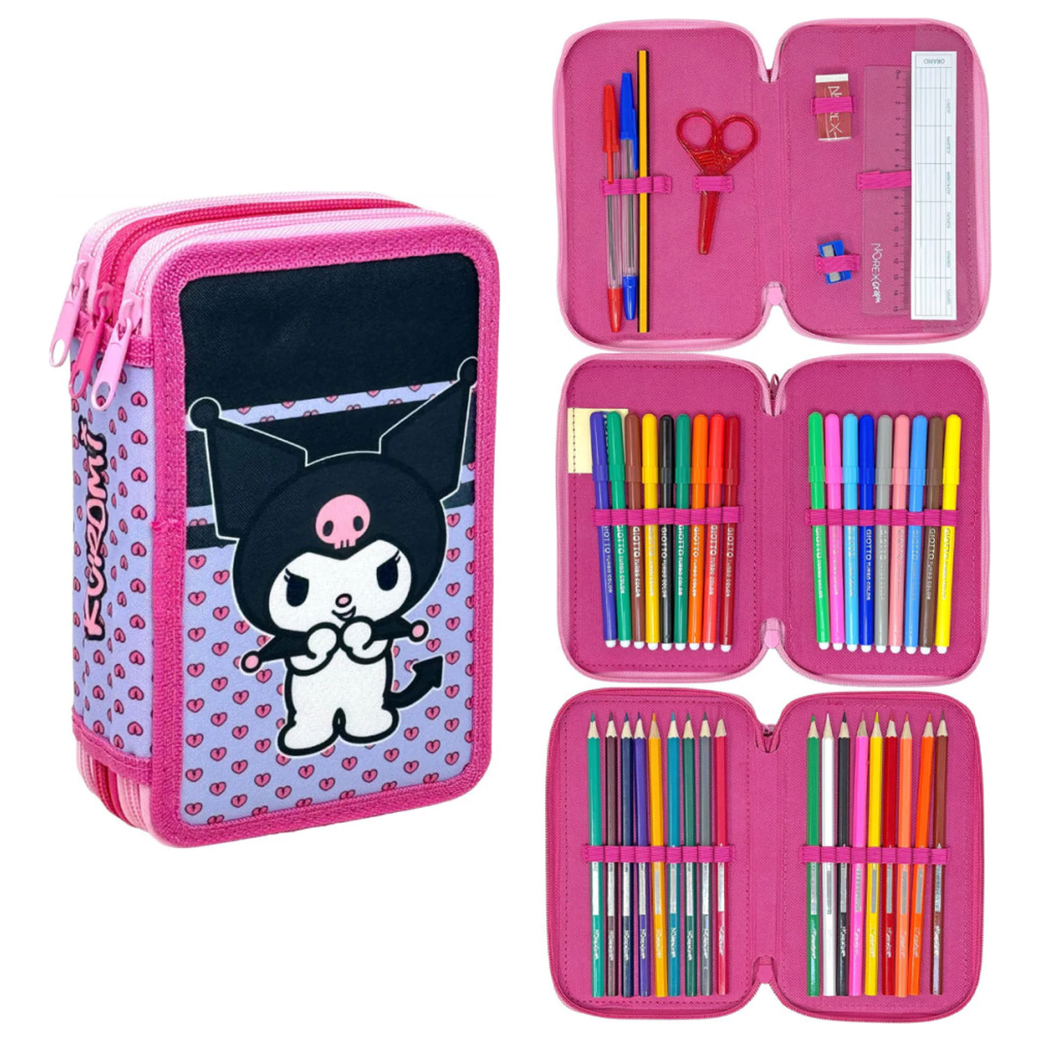 Hello Kitty Kuromi gefülltes 3-stöckiges Federmäppchen Produktfoto