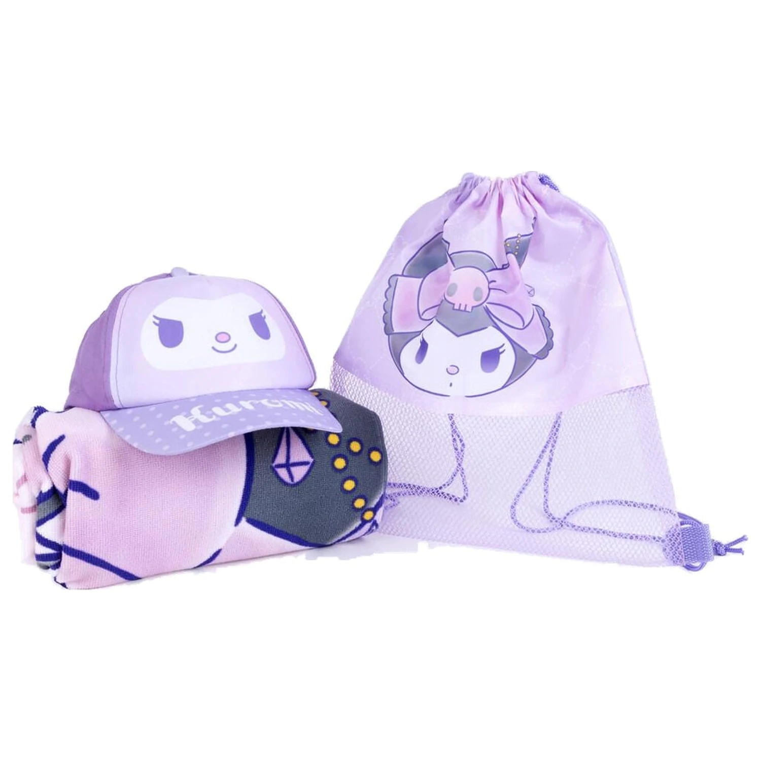 Hello Kitty Kuromi Handtuch, Tasche und Mütze Set Produktfoto