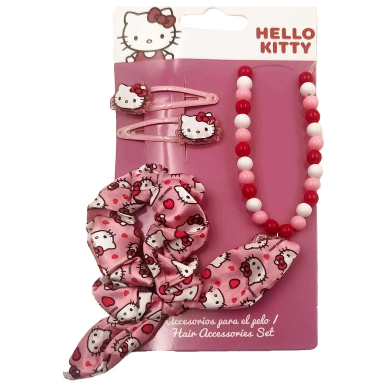 Hello Kitty Pink Halskette und Haaraccessoire Set Produktfoto