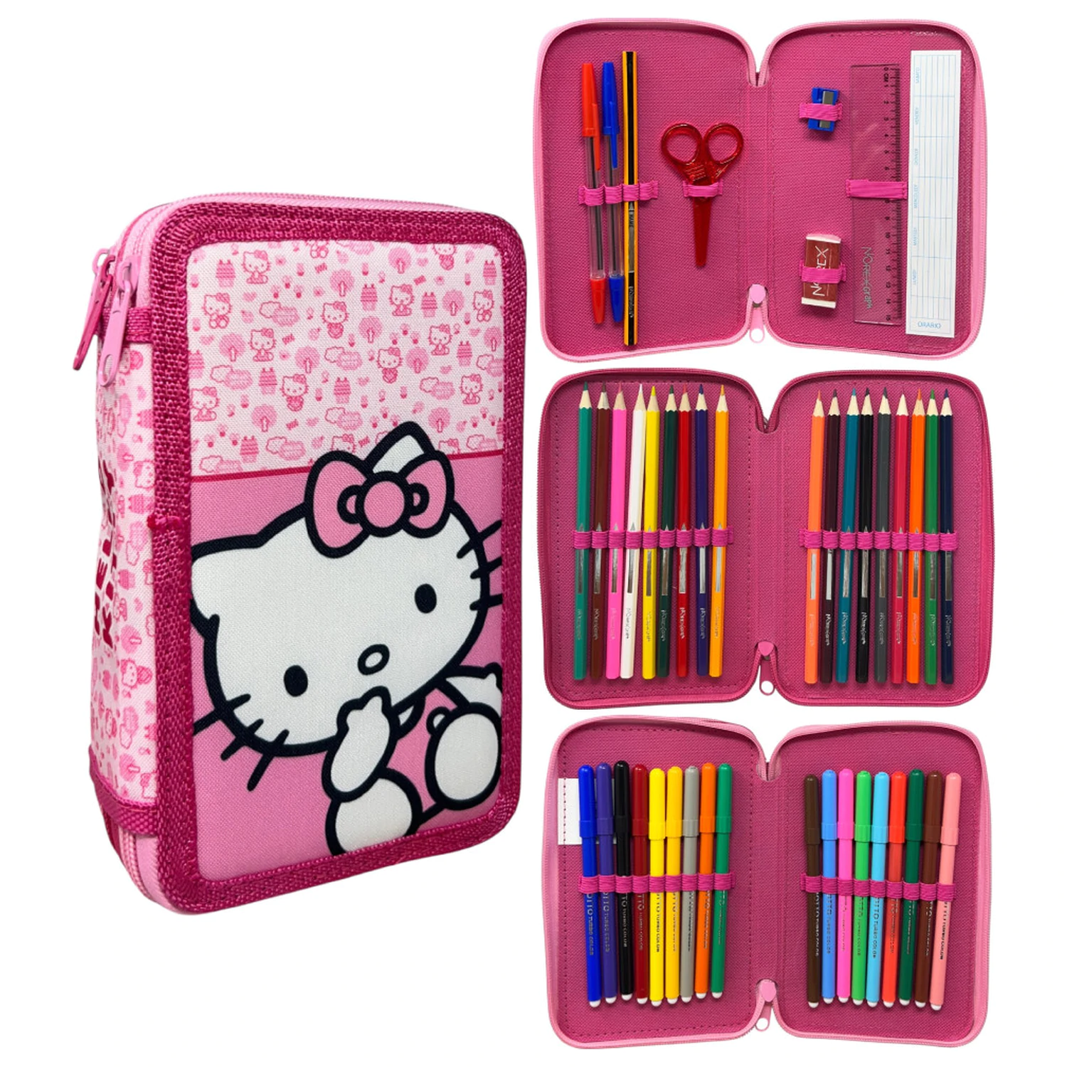 Hello Kitty Pinky gefülltes 3-stöckiges Federmäppchen Produktfoto