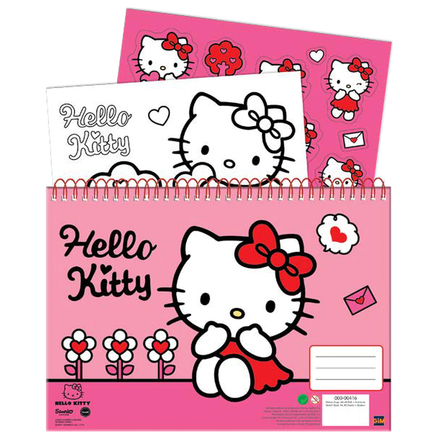 Hello Kitty Sweetheart A4 Spiral-Skizzenbuch 40 Blatt mit Aufklebern Produktfoto