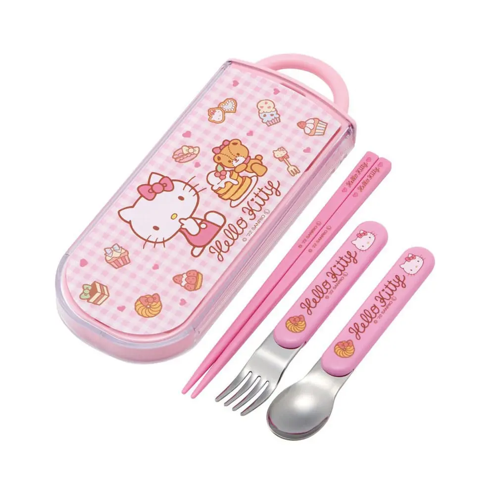 Hello Kitty Essstäbchen & Löffel & Gabel Set Sweety pink termékfotó