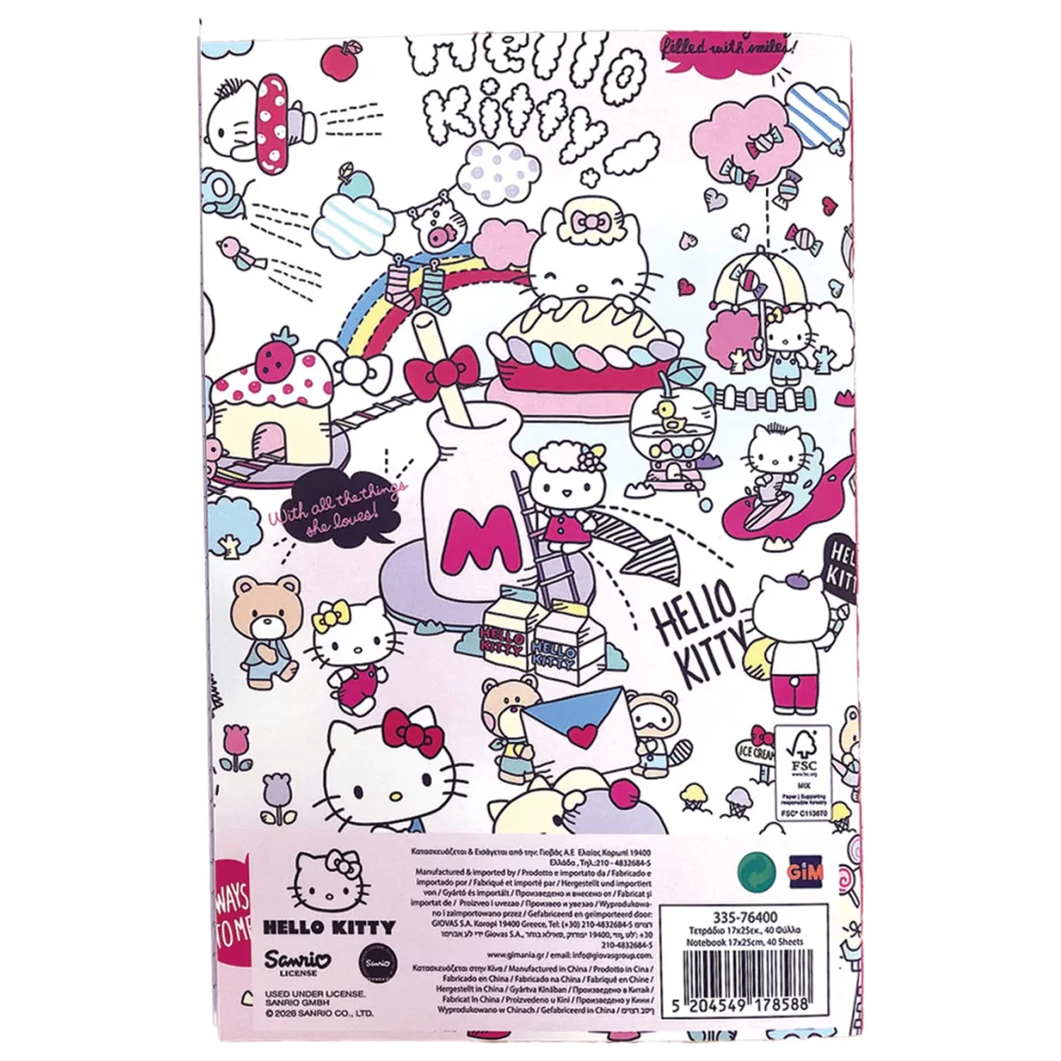 Hello Kitty Things B/5 Liniertes Notizbuch, 40 Seiten Produktfoto