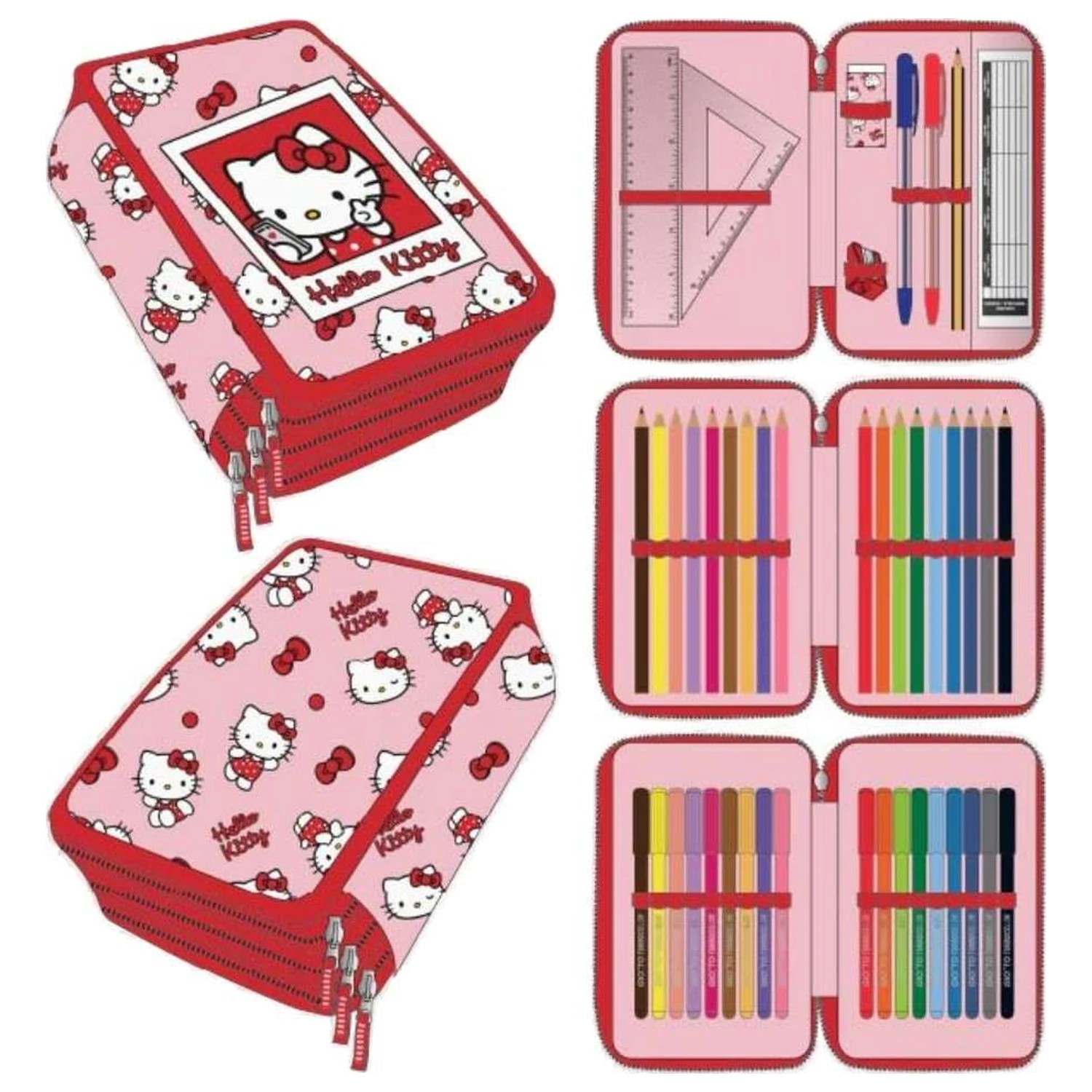 Hello Kitty dreifaches Federmäppchen Produktfoto