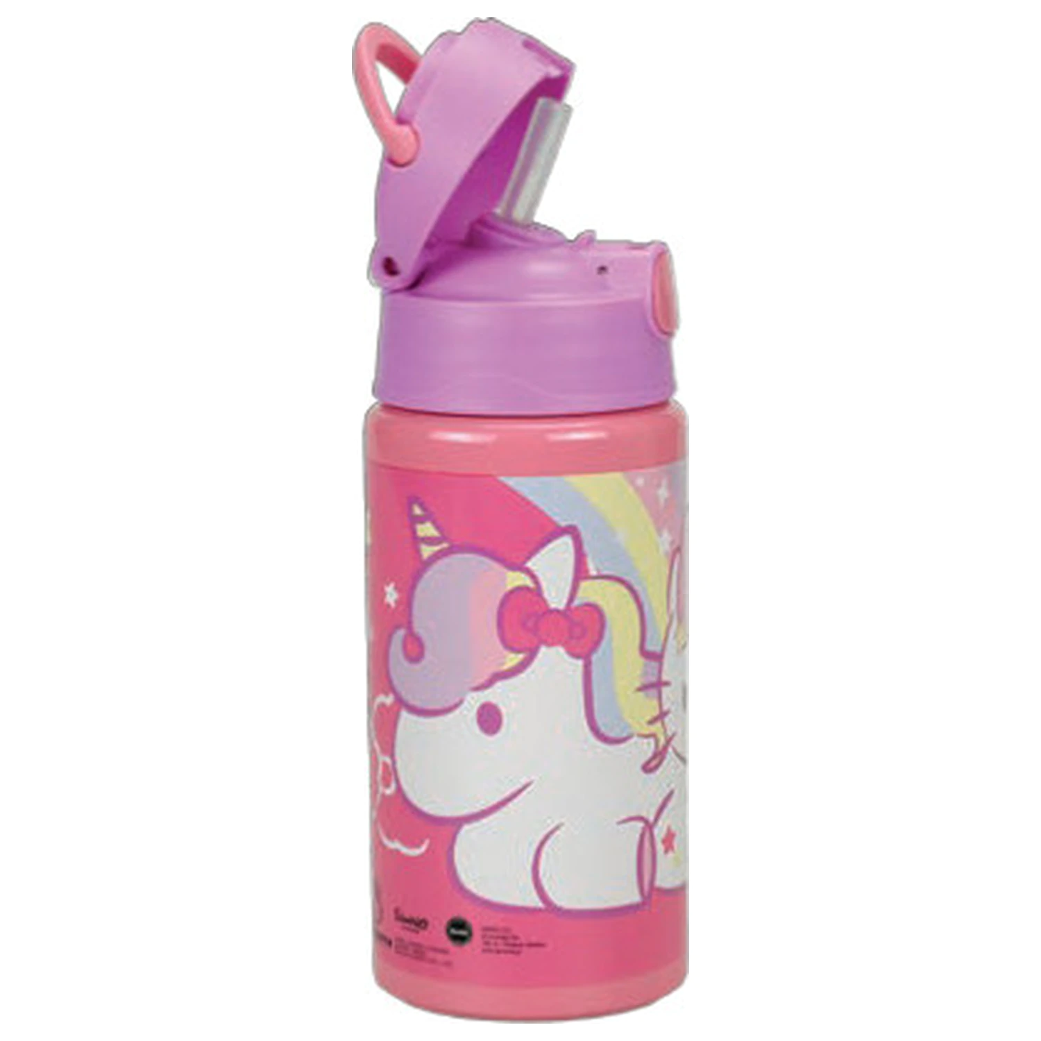 Hello Kitty Unicorn Trinkflasche aus Aluminium mit Strohhalm und Haken 500 ml Produktfoto
