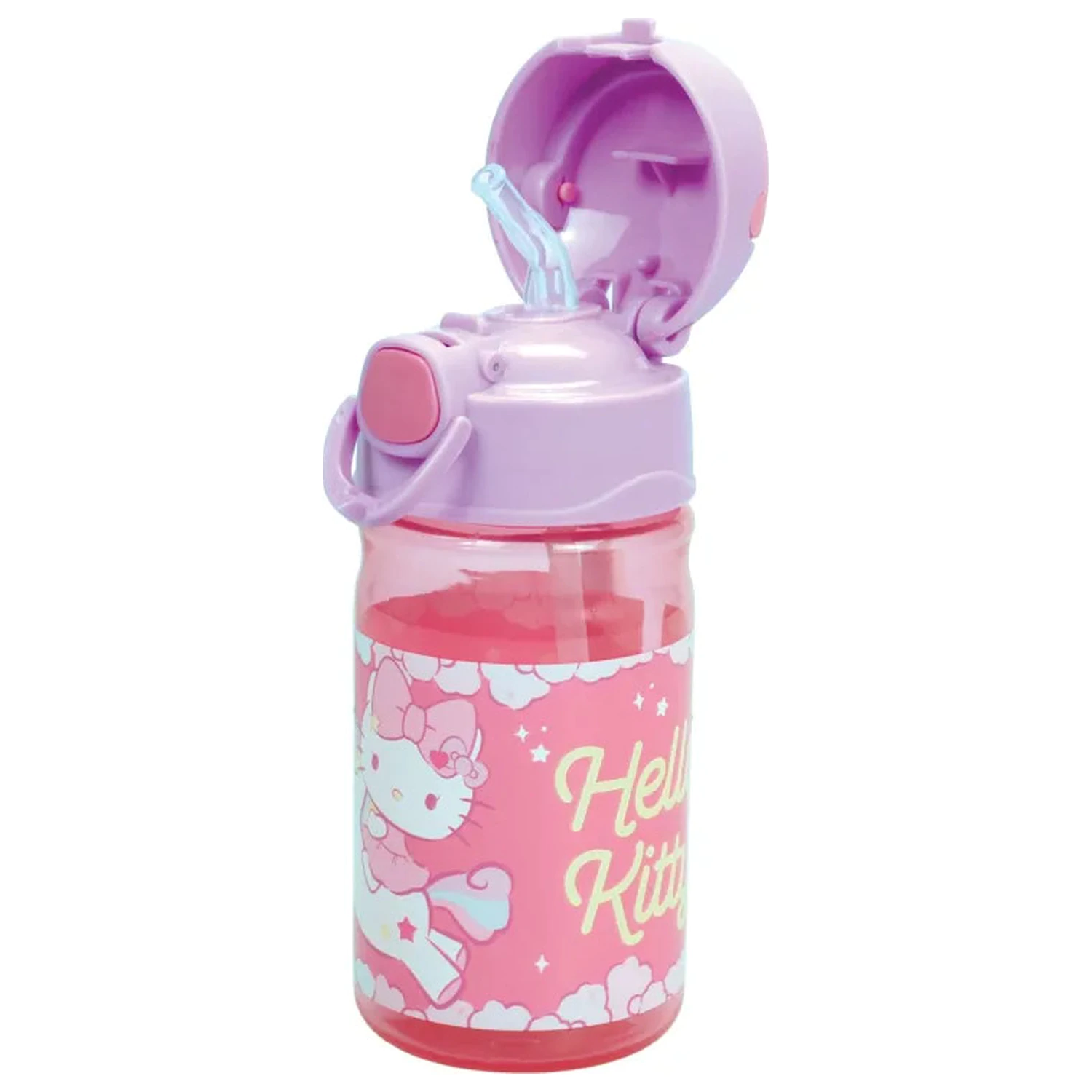 Hello Kitty Unicorn Trinkflasche aus Kunststoff mit Strohhalm und Trageschlaufe 350 ml Produktfoto