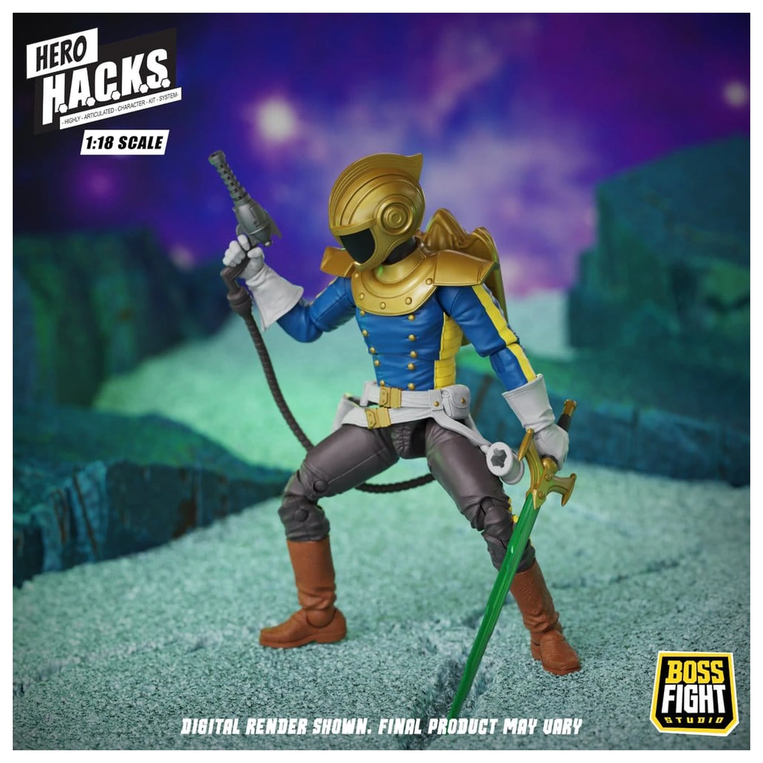 Hero H.A.C.K.S. Core Actionfigur 1/18 Heroes and Villains Wave 1 Jett Steelblade: Stellar Knight of Accord Produktfoto