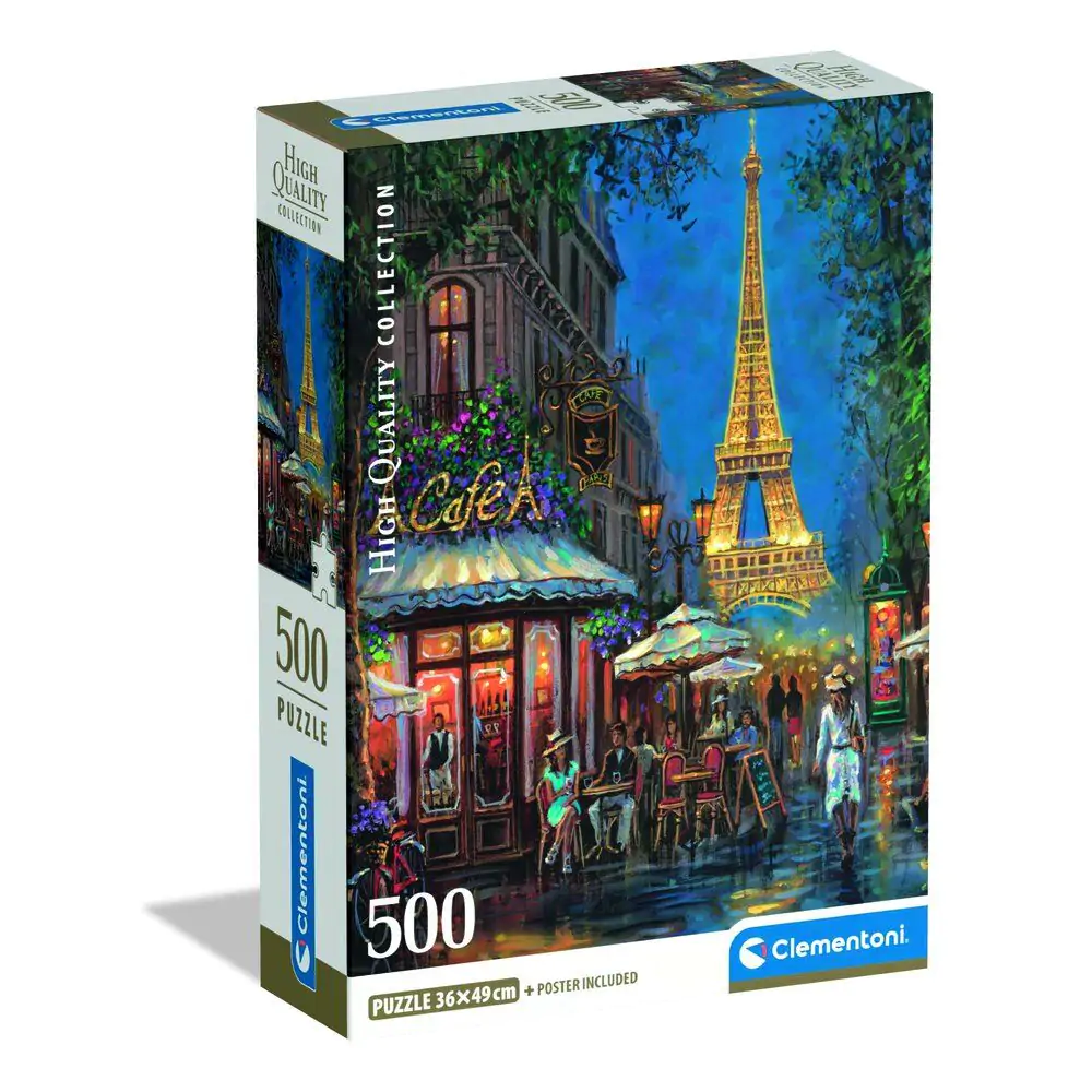 High Quality Night at the Eiffel Cafe Puzzle 500St Produktfoto